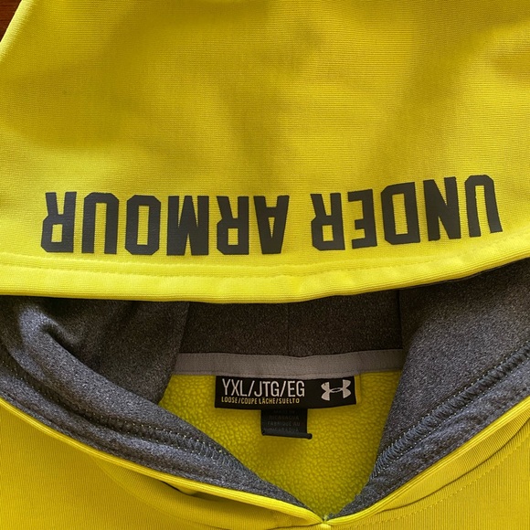 Under Armour YXL Neon yellow hoodie sweatshirt/pullover - Picture 2 of 5